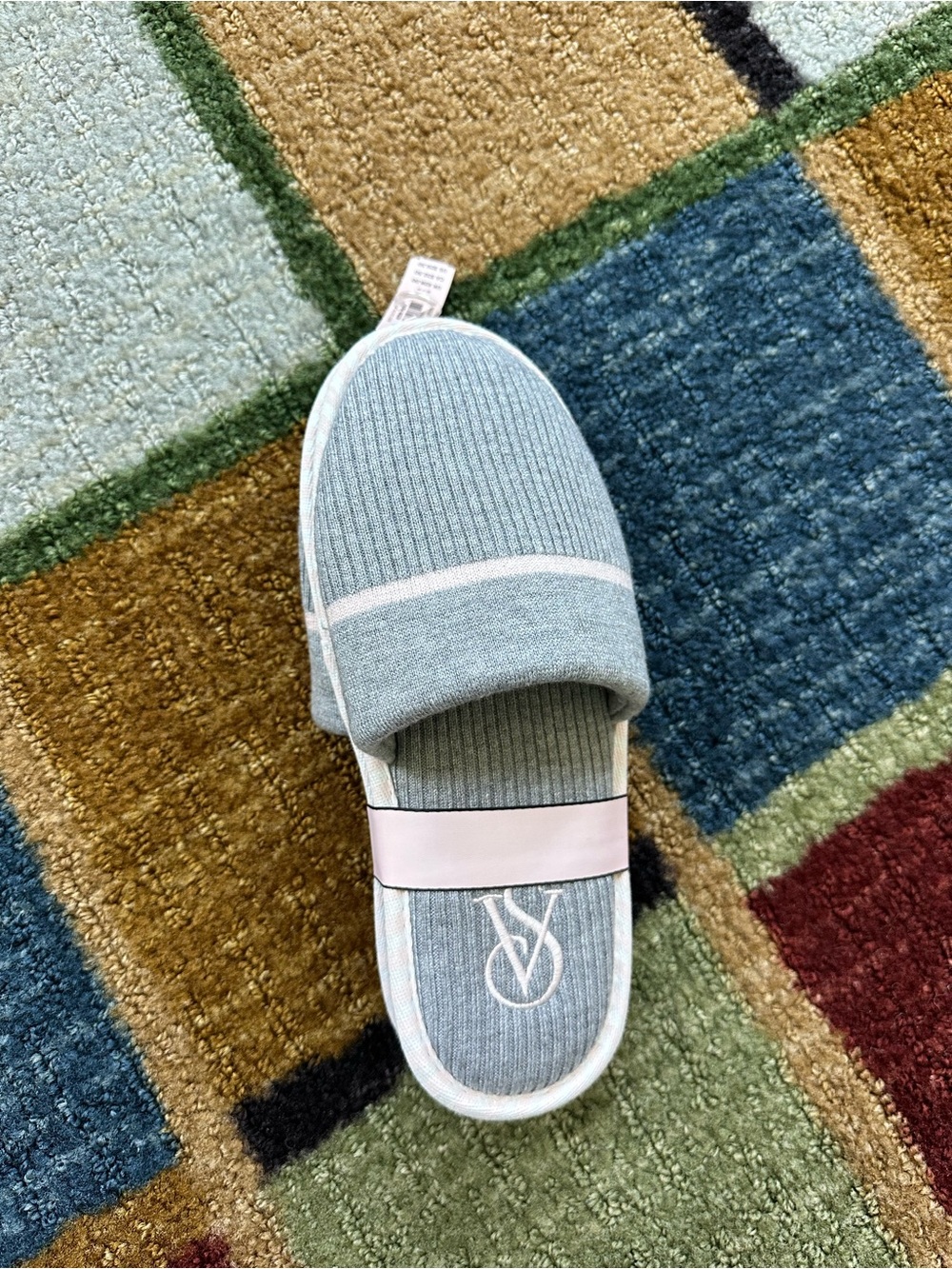 Victoria's Secret Light Blue Ribbed Slide Slipper